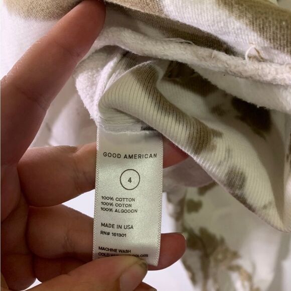Good American Size‎ 4 White and Tan Cropped Cool Sweatshirt - Picture 4 of 6